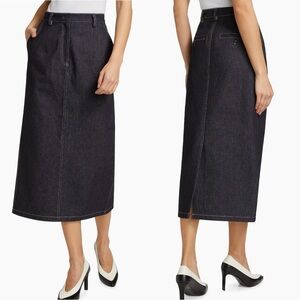 CO Denim High Rise Midi Skirt